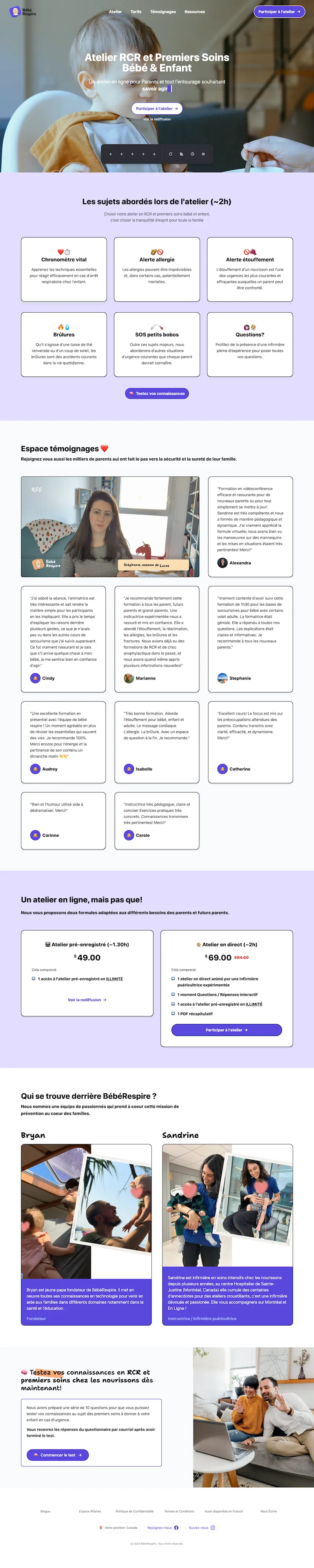 Présentation du site internet de BébéRespire